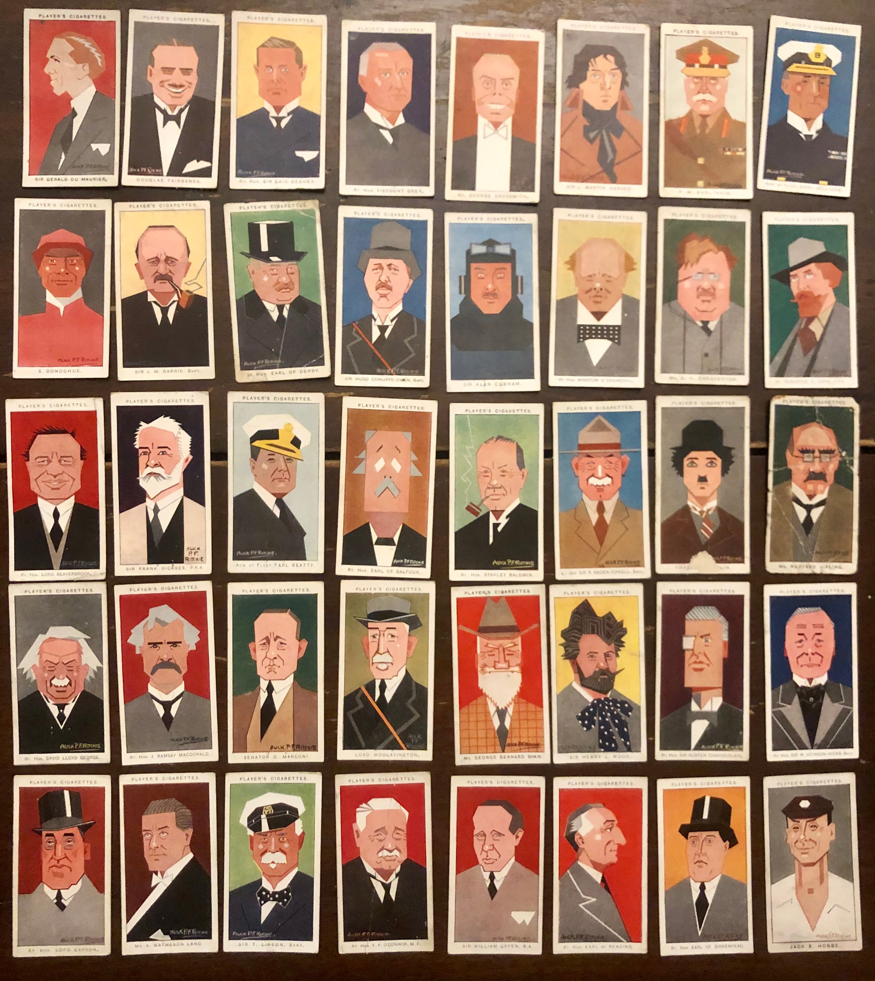 Alick Ritchie Straight-Line Caricatures Player Cigarette Cards 1926