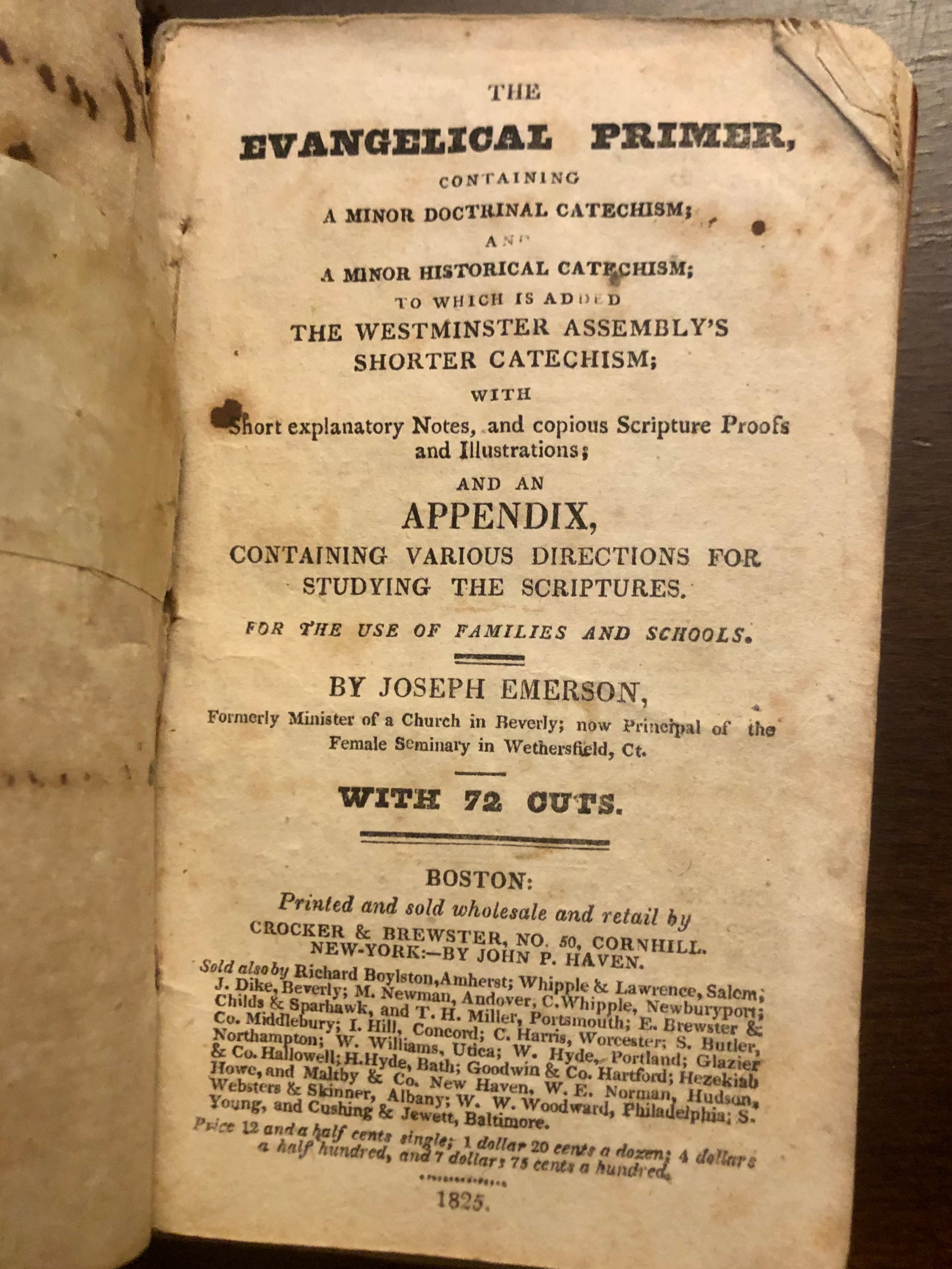 1826 Antiquarian Evangelical Primer with Provenance